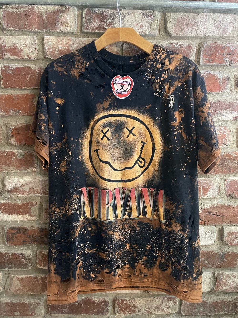 Nirvana Bleach Dye Distressed Oversized Tee